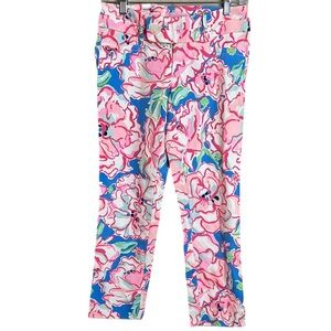 Lilly Pulitzer Sz 0 Capri Lucky Charm Flutter Blue Pink Blue Crop Floral Pants